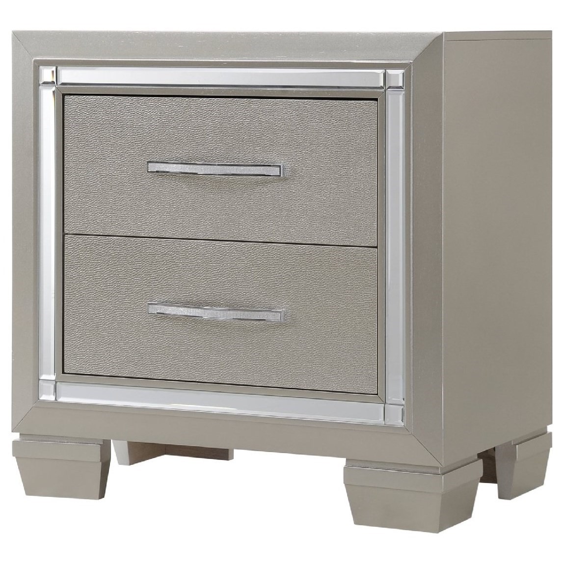 Elements Platinum NIghtstand with Champagne Finish and Mirror Trim